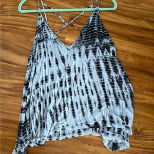 Fighting Eel Black and White Asymmetrical Camisole